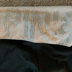 Y2K Victoria's Secret Pink spell out bling fold over pink cheetah Flare Pants
